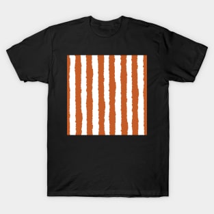 Rust Orange Vertical Stripe Seamless Pattern T-Shirt